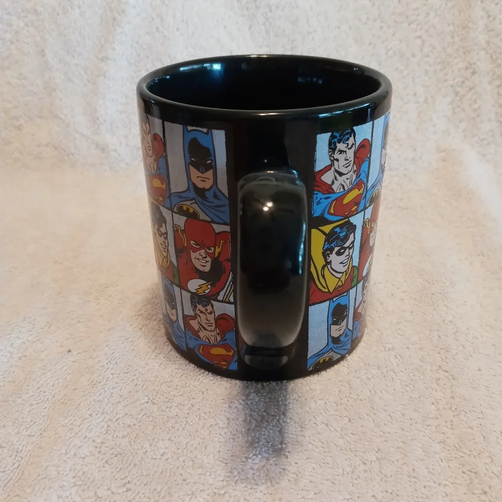 DC Comics Character Grid Ceramic Coffee Mug 12oz Black Interior & Glossy Finish